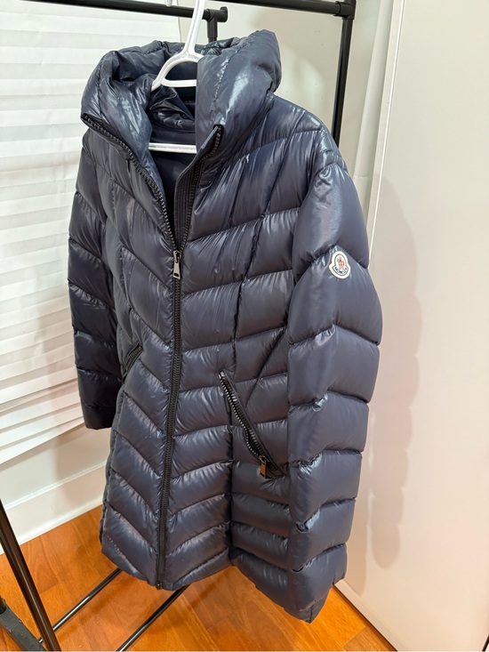 Moncler Jackets & Blazers - Moncler Dark Navy Quilted Hooded Long Puffer Coat